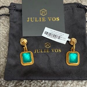 Julie Vos Gold Earrings with Turquoise Accents